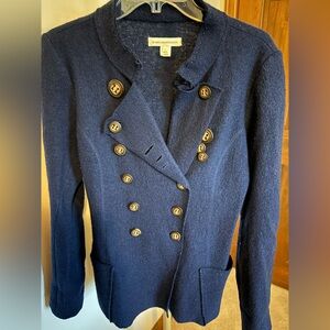 Double-Breasted Navy Boiled Wool Jacket